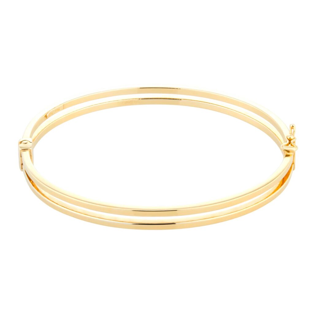 9ct Yellow Gold Double Square Tube Bangle