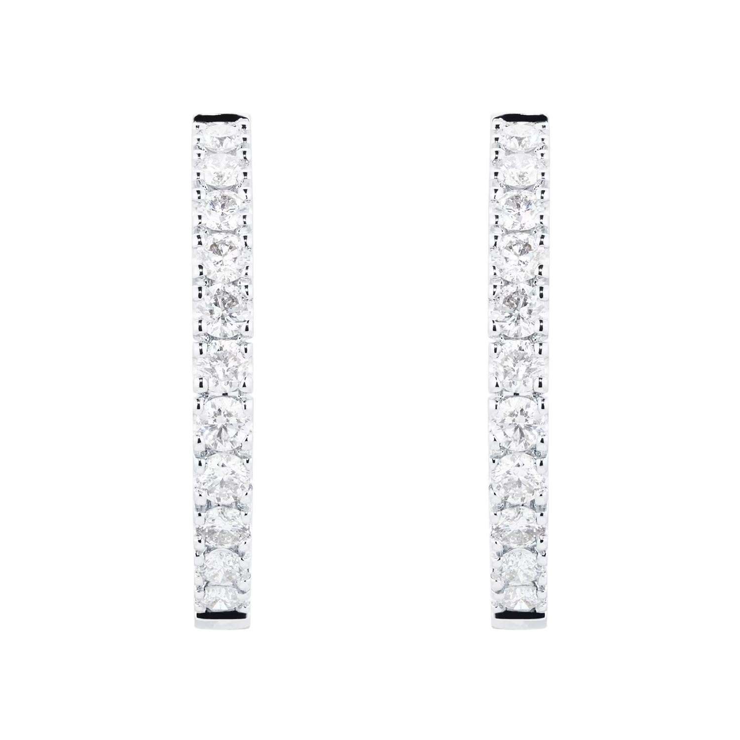 18ct White Gold 1.00cttw Diamond 20mm Hoop Earrings - Image 4